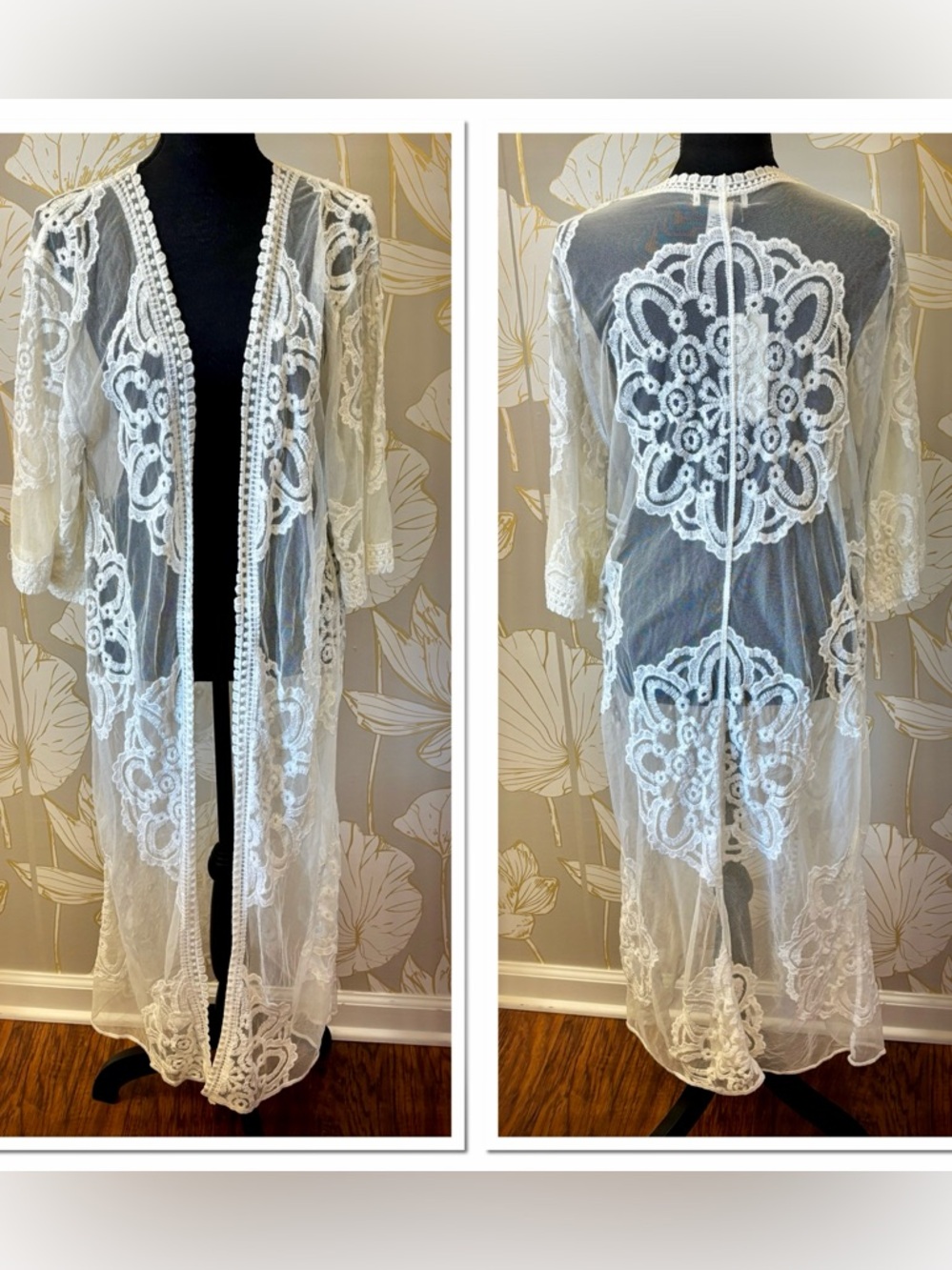 Rachel Zoe White Sheer Lace Embroidered Cover-Up